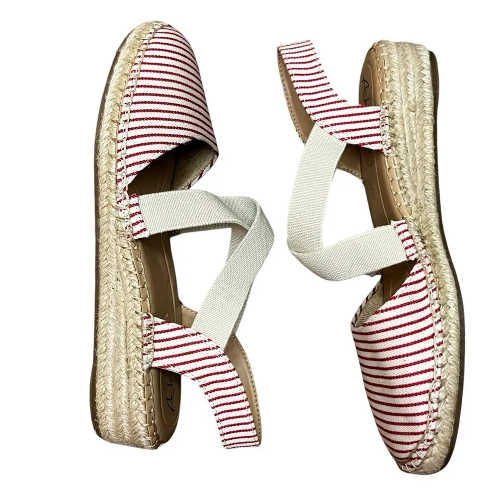 Abella True Comfort red striped espadrille shoes size 8.5